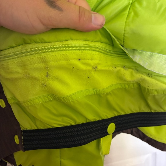 Firefly Brown Snow Jacket with Faux Fur Hood & Lime Green Lining - Medium - Picture 13 of 14